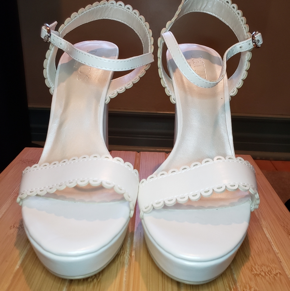 David's bridal 7.5 wedding heels w/ ankle strap